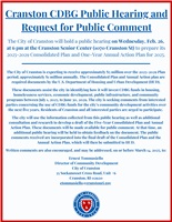 Cranston Community Development Block Grant Public Hearing and Request for Public Comment